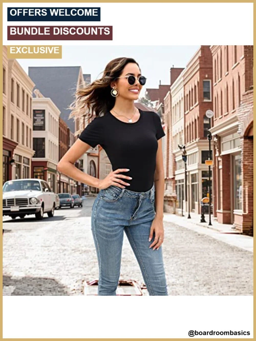 5 Pack Womens Short Sleeve Bodysuits Round Neck Snap Closure Ribbed Basic Tops